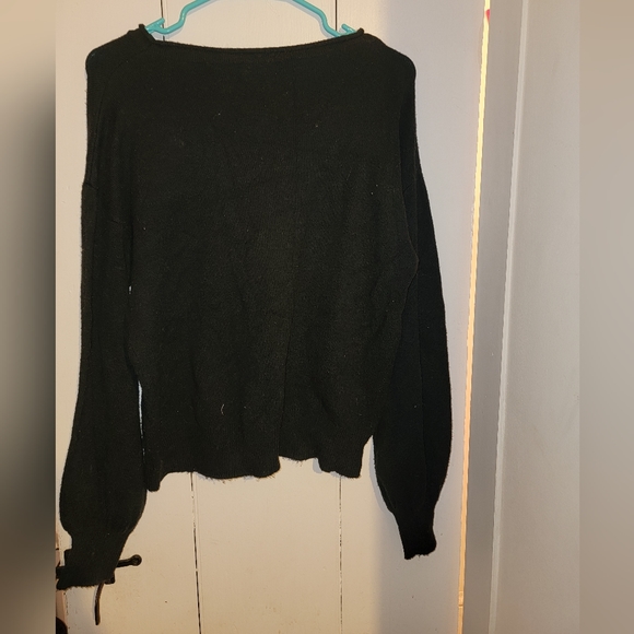 14th & Union Womens Crew Neck Balloon Sleeve Sweater Drop Banded Knit Cotton, S - Picture 4 of 9